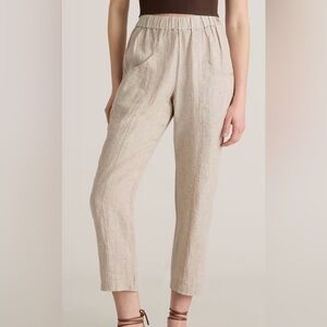 NEW Quince Natural Linen-Blend Straight Leg Pants L.